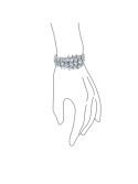 Elegant Multi Row Cubic Graduated Cluster Teardrop Wide Statement Bracelet Perfect for Women's Prom, Wedding Rhodium Plated