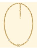 Brass Cubic Pave Three Charm Chain Necklace in 14K Gold-Plated