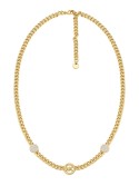 Brass Cubic Pave Three Charm Chain Necklace in 14K Gold-Plated