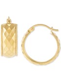 Wide Width Patterned Small Hoop Earrings in 10k Gold, 1