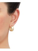 Wide Width Patterned Small Hoop Earrings in 10k Gold, 1