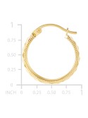 Wide Width Patterned Small Hoop Earrings in 10k Gold, 1