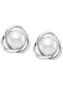 Cultured (7mm) Knot Stud Earrings