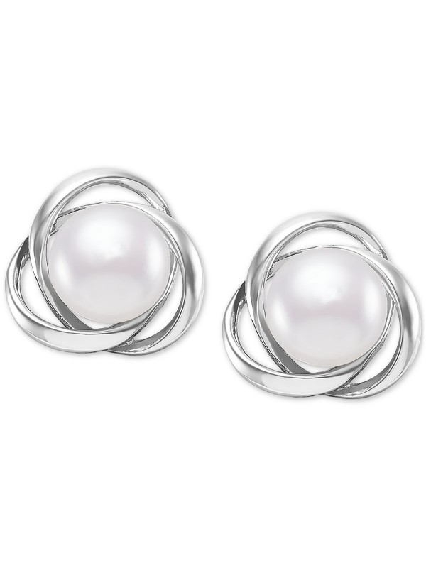 Cultured (7mm) Knot Stud Earrings