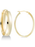 Polished Oval Hoop Earrings in 14k Gold