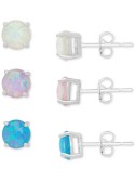 3-Pc. Set White, , & Blue Stud Earrings (3-5/8 ct. ) in