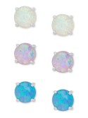 3-Pc. Set White, , & Blue Stud Earrings (3-5/8 ct. ) in