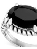 Onyx & White (1/5 ct. ) Oval Rope Framed Ring in