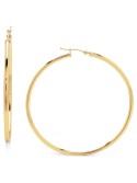 14k Gold Earrings, Large Polished Hoop, 2-1/4 inches