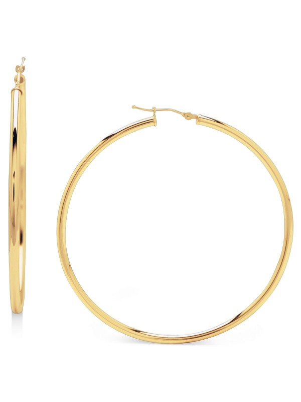 14k Gold Earrings, Large Polished Hoop, 2-1/4 inches