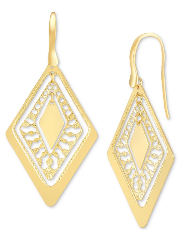 Openwork Orbital Geometric Drop Earrings in 14k Gold