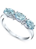 Aquamarine (1-1/5 ct.  ) & (1/20 ct. ) Ring in 14k White Gold