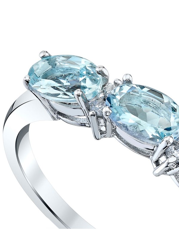 Aquamarine (1-1/5 ct.  ) & (1/20 ct. ) Ring in 14k White Gold