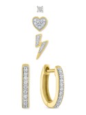 4-Pc. Set Single Stud Earrings & Hoop Earrings (1/5 ct. ) in 14k Gold-Plated