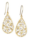 Two-Tone Filigree Teardrop Drop Earrings in 10k Gold