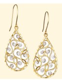 Two-Tone Filigree Teardrop Drop Earrings in 10k Gold