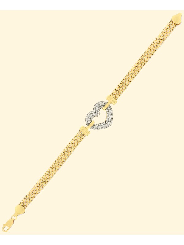 Cubic Heart Bracelet in & 18K Gold-Plate