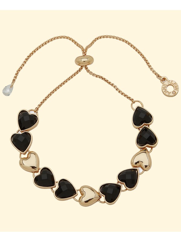 Women's Gold-Tone Jet Multi- Heart Slider Bracelet