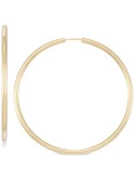 Medium Highly Polished Endless Hoop Earrings in 14k Gold,