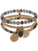 Gold-Tone 3-Pc. Set Mixed Beaded Stretch Bracelets