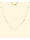 Cubic Heart Station Collar Necklace, 16