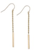 Rope and Bar Linear Earrings in 14k Gold, 2 inches