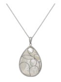 Caged Teardrop of Genuine White Mother of Pendant Set in