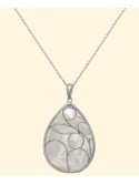 Caged Teardrop of Genuine White Mother of Pendant Set in