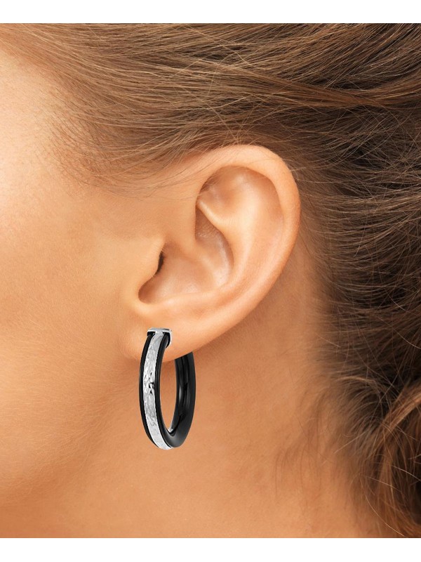 Onyx Hoop Earrings (26 ct. ) in 14k Gold and 14k White Gold